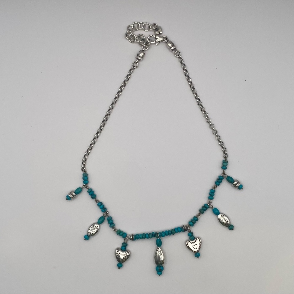 Brighton Silver and Turquoise Beaded Charm Necklace - Picture 5 of 5